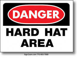 DANGER HARD HAT AREA Sign